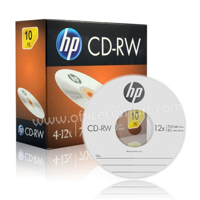 HP CD-RW 700MB 12x Speed Jewel Case CD Rewritable (Pack of 10)