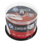 HP DVD-R 4.7GB Recordable Blank Digital Versatile Disc Shrink Wrap 16x Speed (Pack of 50)